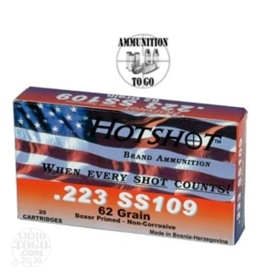 100rds - 5.56 Hotshot SS109 62gr. Penetrator Ammo